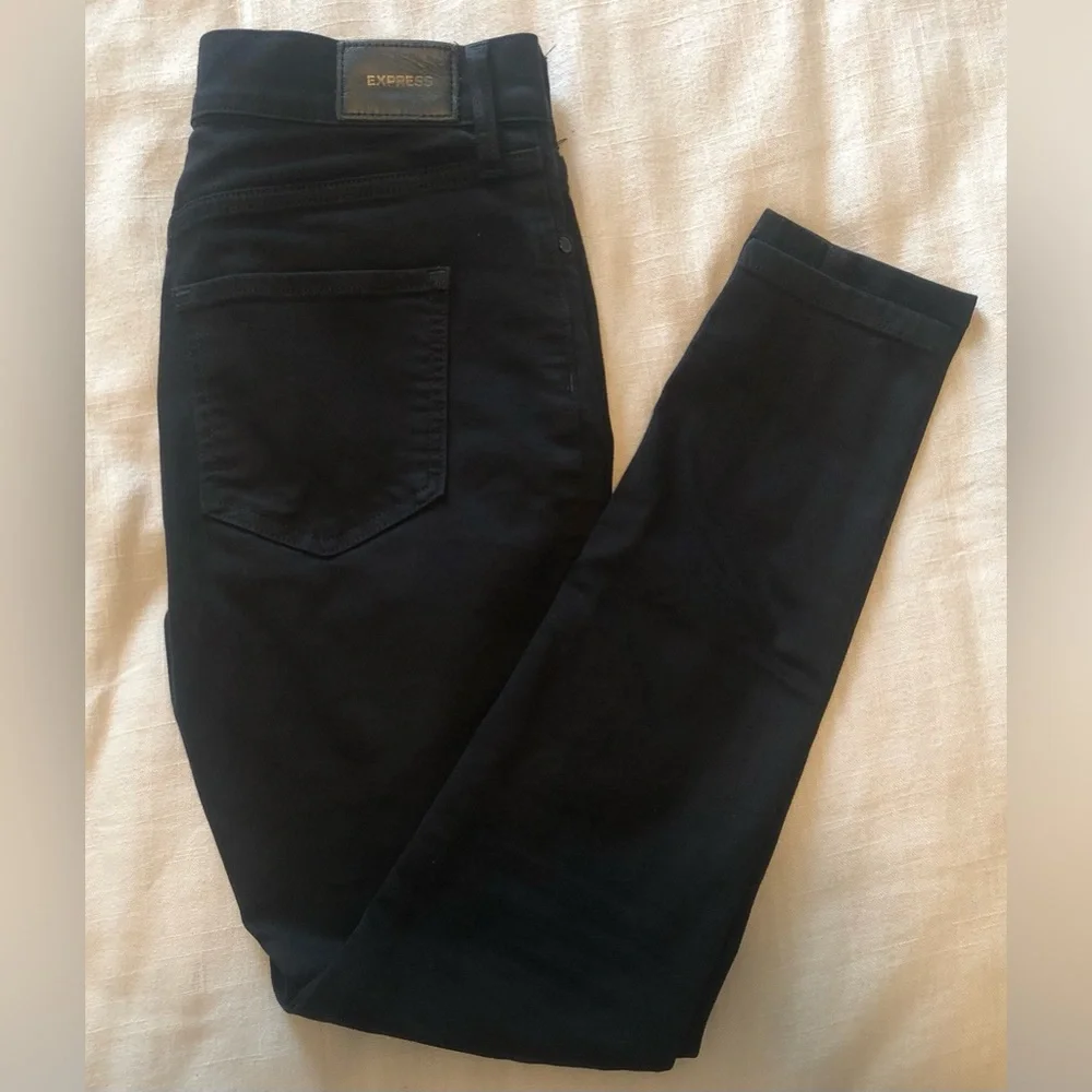 Black EXPRESS Mid Rise Skinny Jeans - Picture 2 of 7